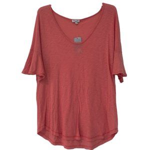 NWT Splendid Women's Pink Short Bell Sleeve Slub Tee Size Large $60 K269